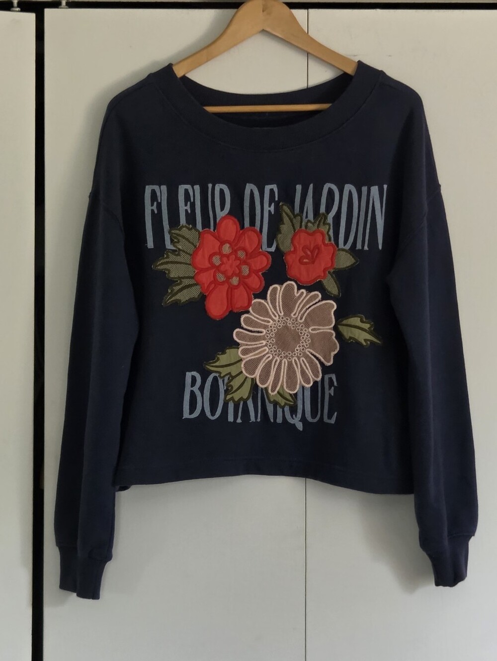 Anthropologie Navy Floral Graphic Sweatshirt - Fleur de Jardin - Picture 2 of 5